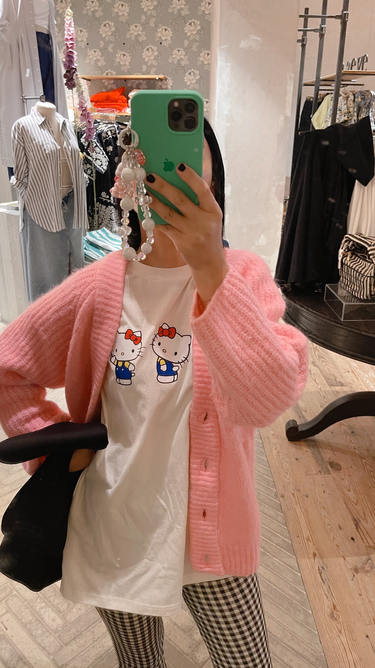 Check Lace Pants (pink, black)