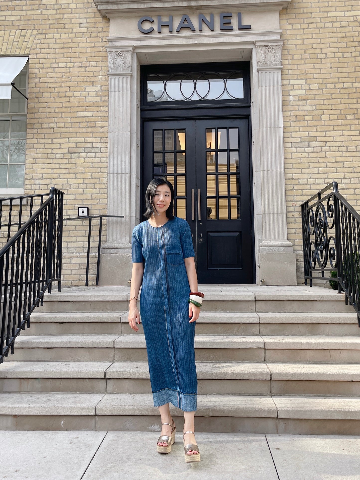 Pleats denim dress