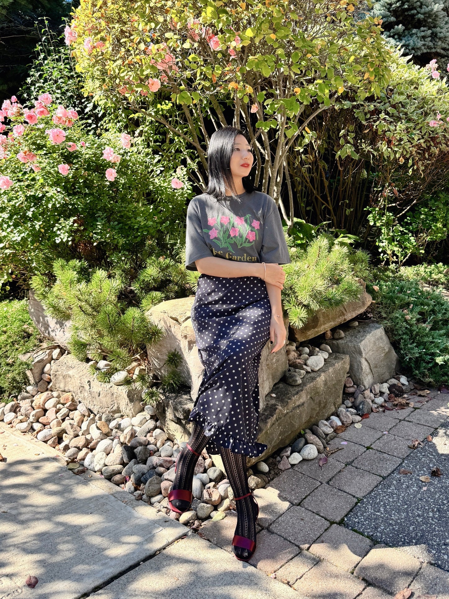 Dot frill skirt