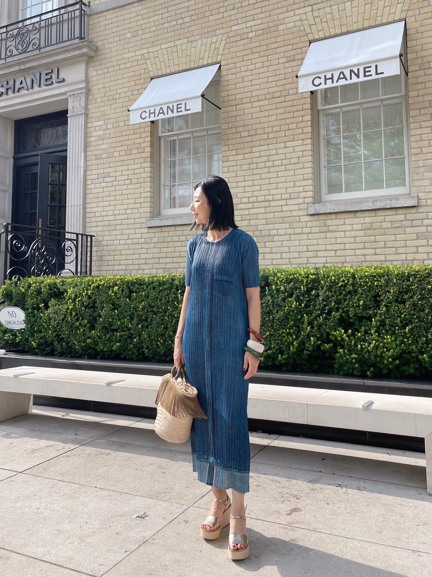 Pleats denim dress