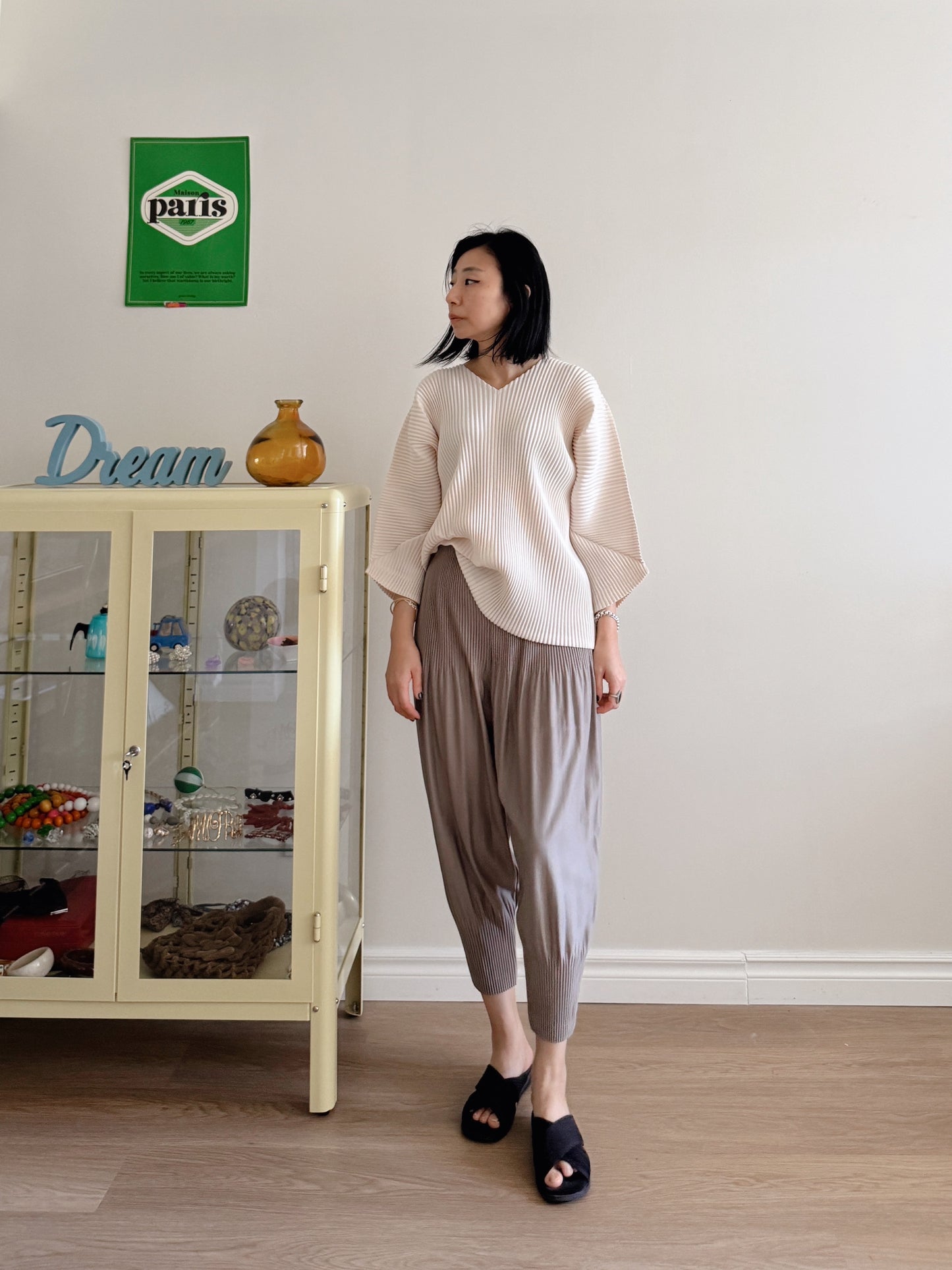 Pleats baggy pants ( black, pink, ivory, orange, mocha)