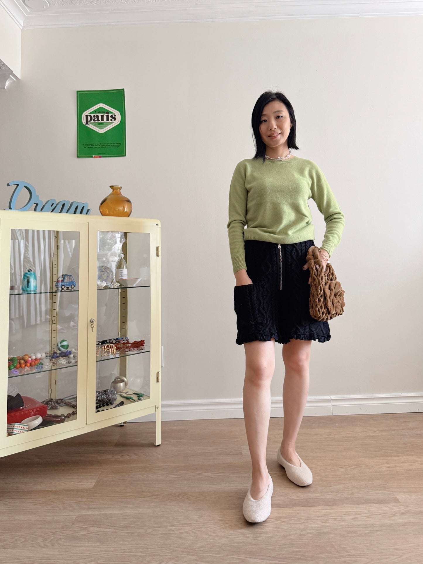 Wool round knit (pink, pastel green)