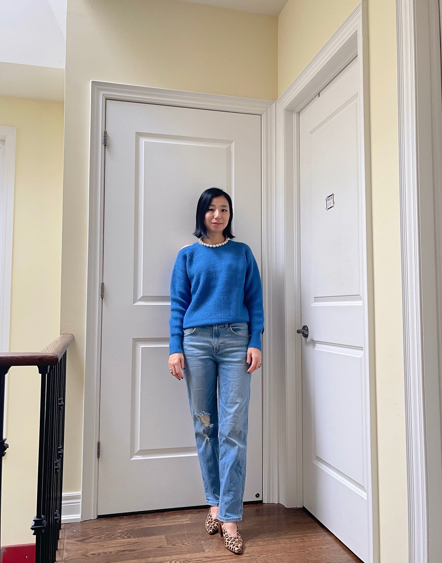 Latte wool knit (ivory, blue, black)