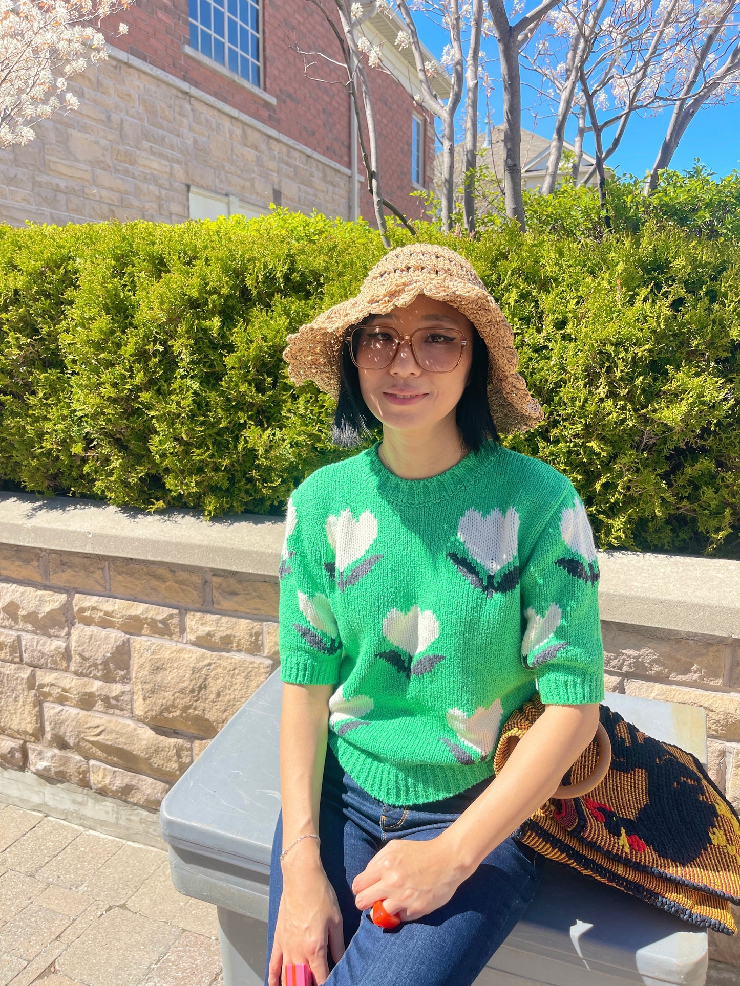 Tulip Knit (black, green)