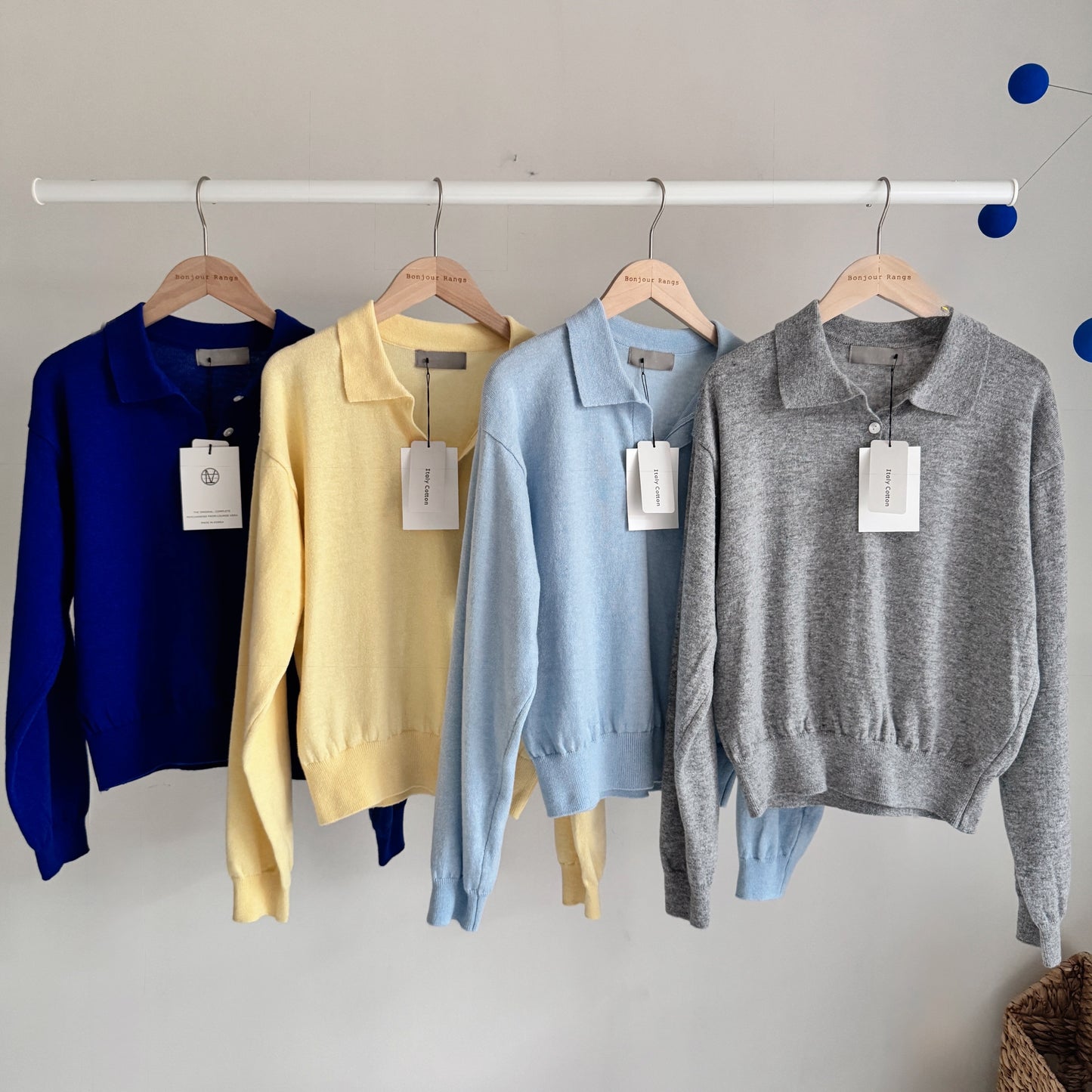 Italy collar knit (gray,yellow,pastel blue,blue)