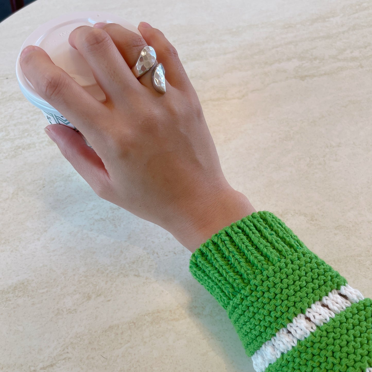 Punching knit cardigan (pink,green)