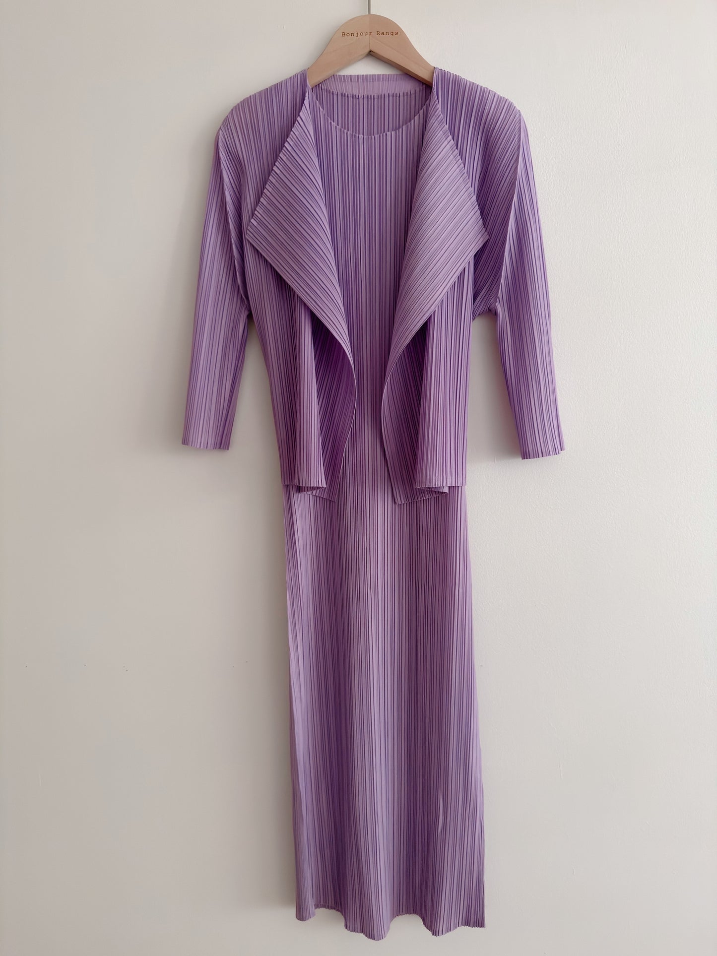 Lavender pleated Midi-length cardigan