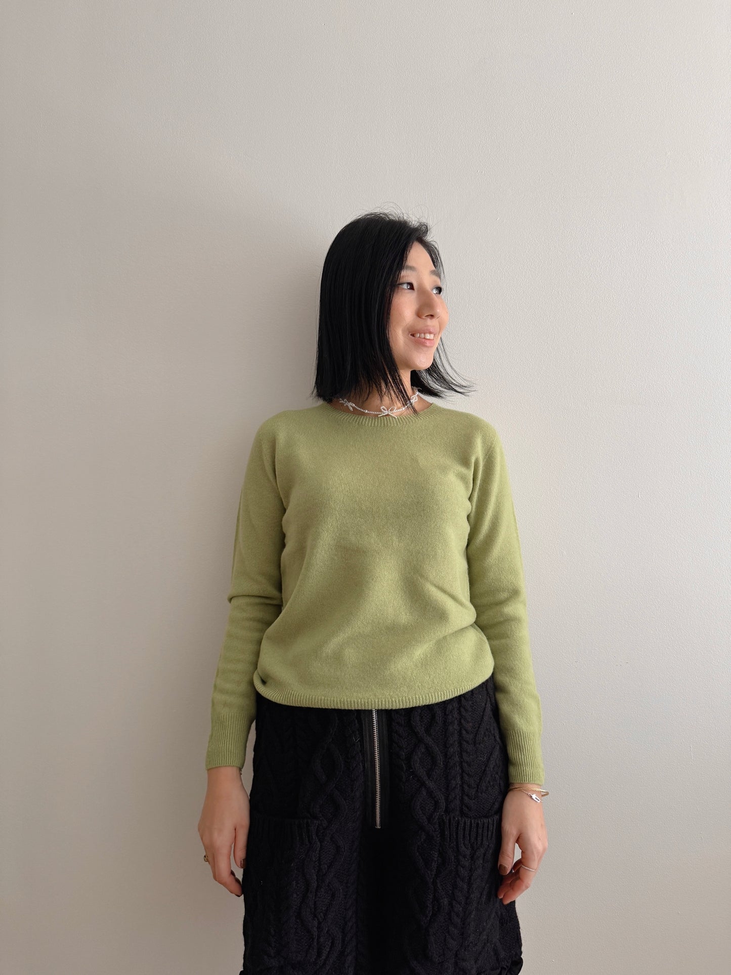 Wool round knit (pink, pastel green)