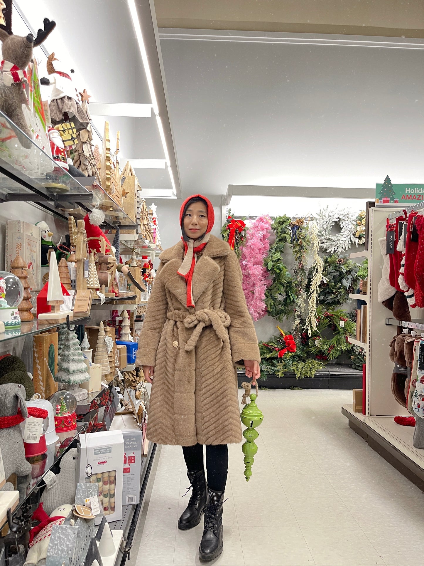 Eco mink coat 2 (brown, light brown, white)