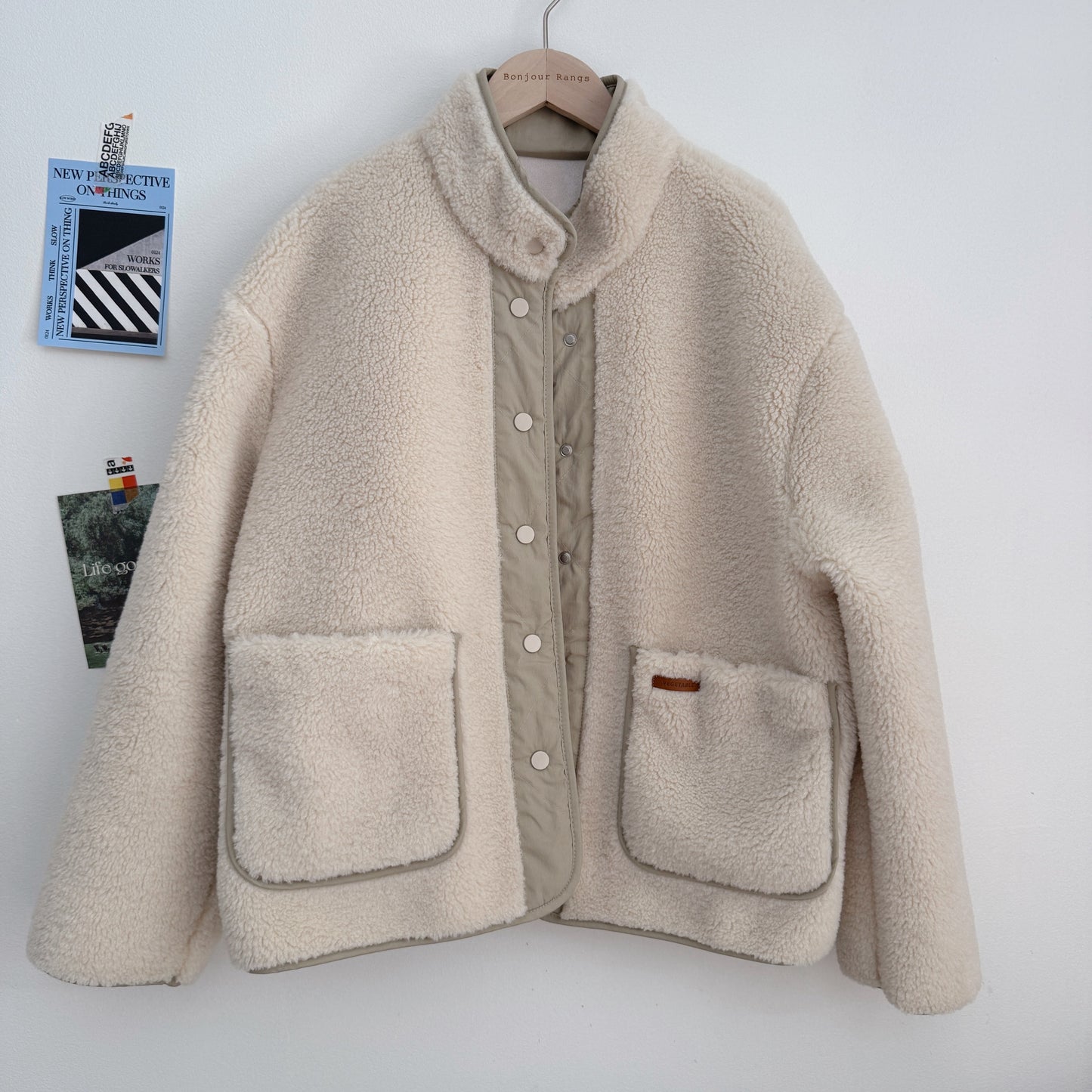 FAUX SHEARLING JACKET (Beige, Brown)