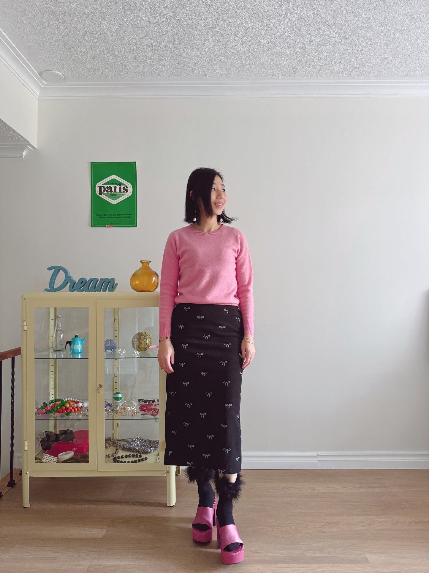 Wool round knit (pink, pastel green)