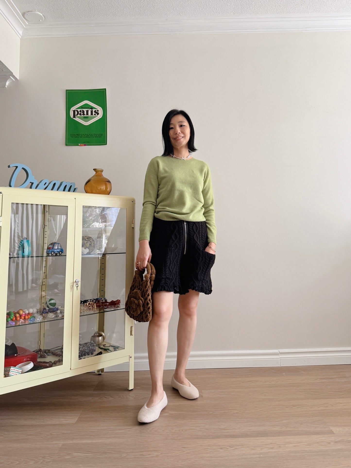 Wool round knit (pink, pastel green)