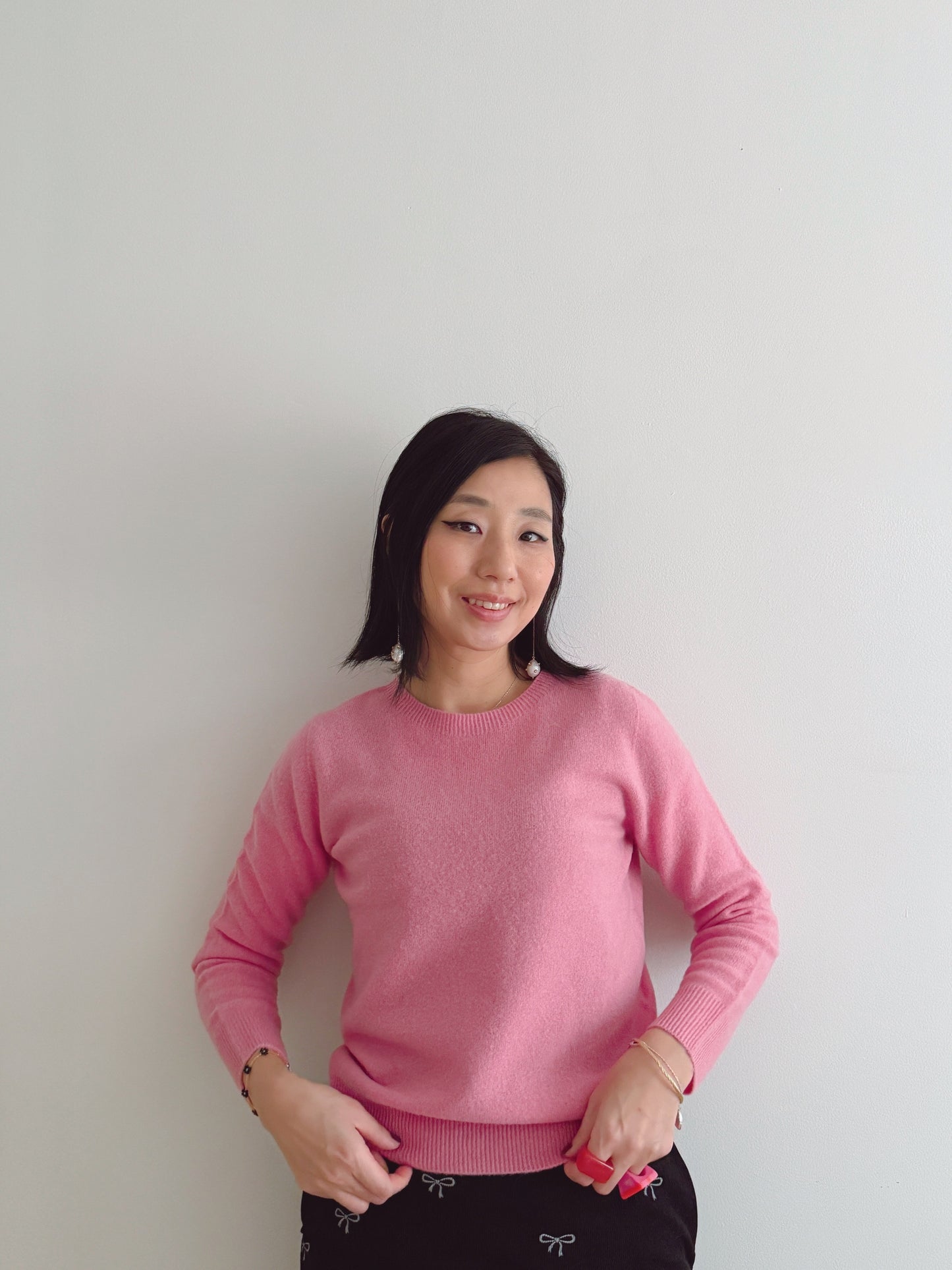 Wool round knit (pink, pastel green)