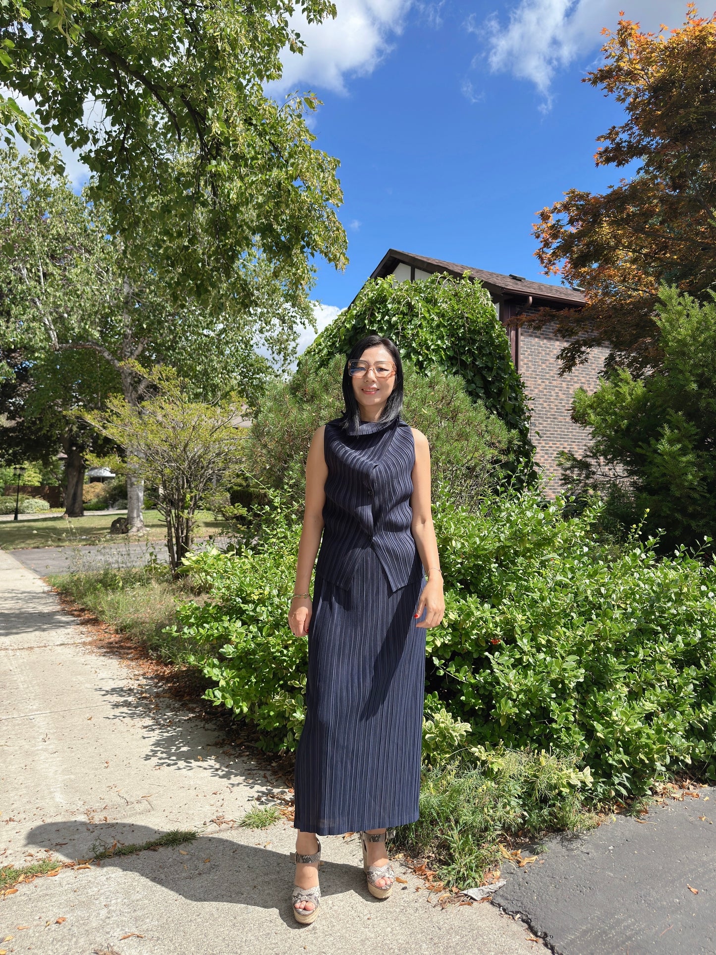 Pleated maxi skirt