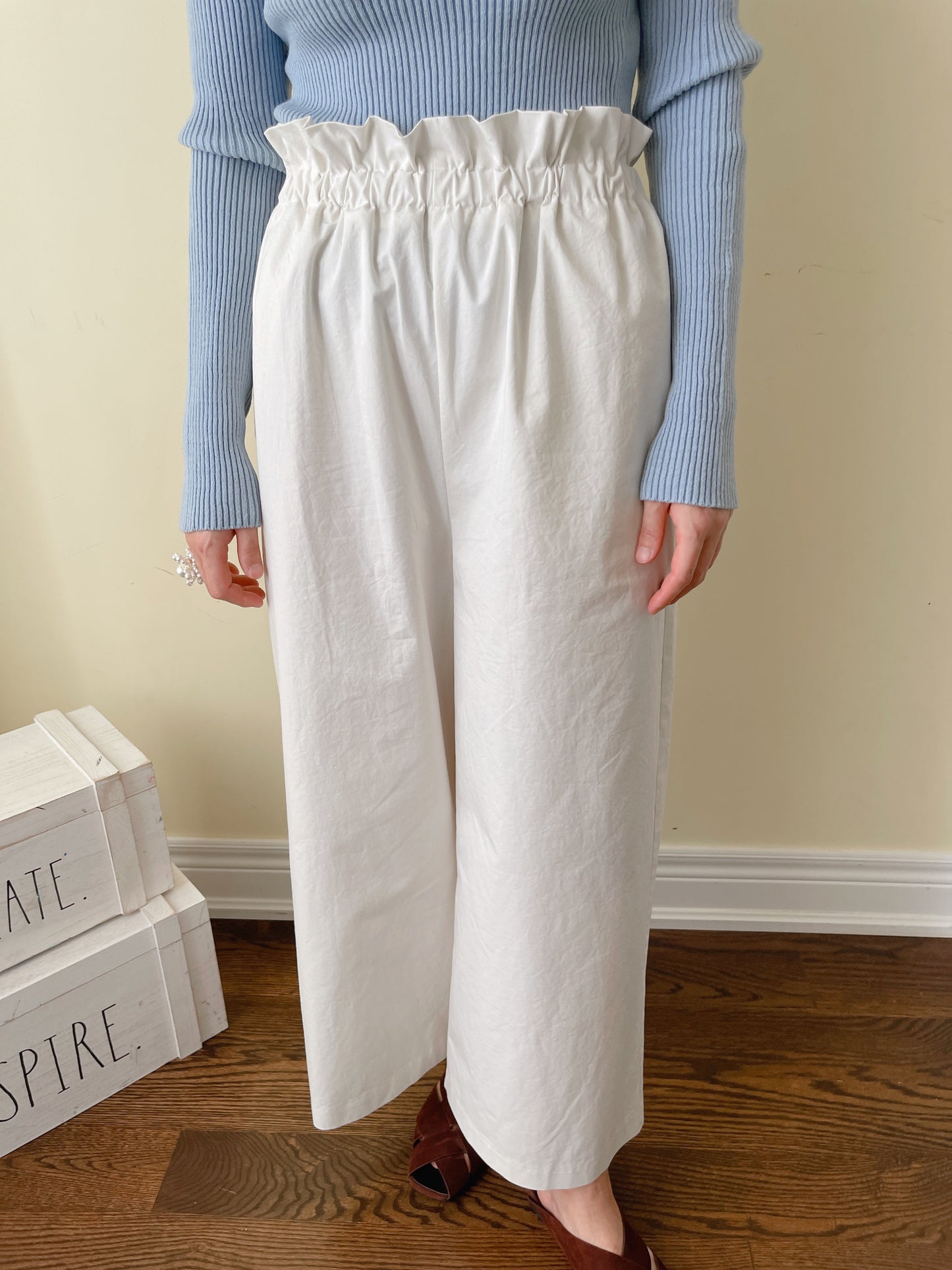 Nua banding pants ( khaki, white, black)