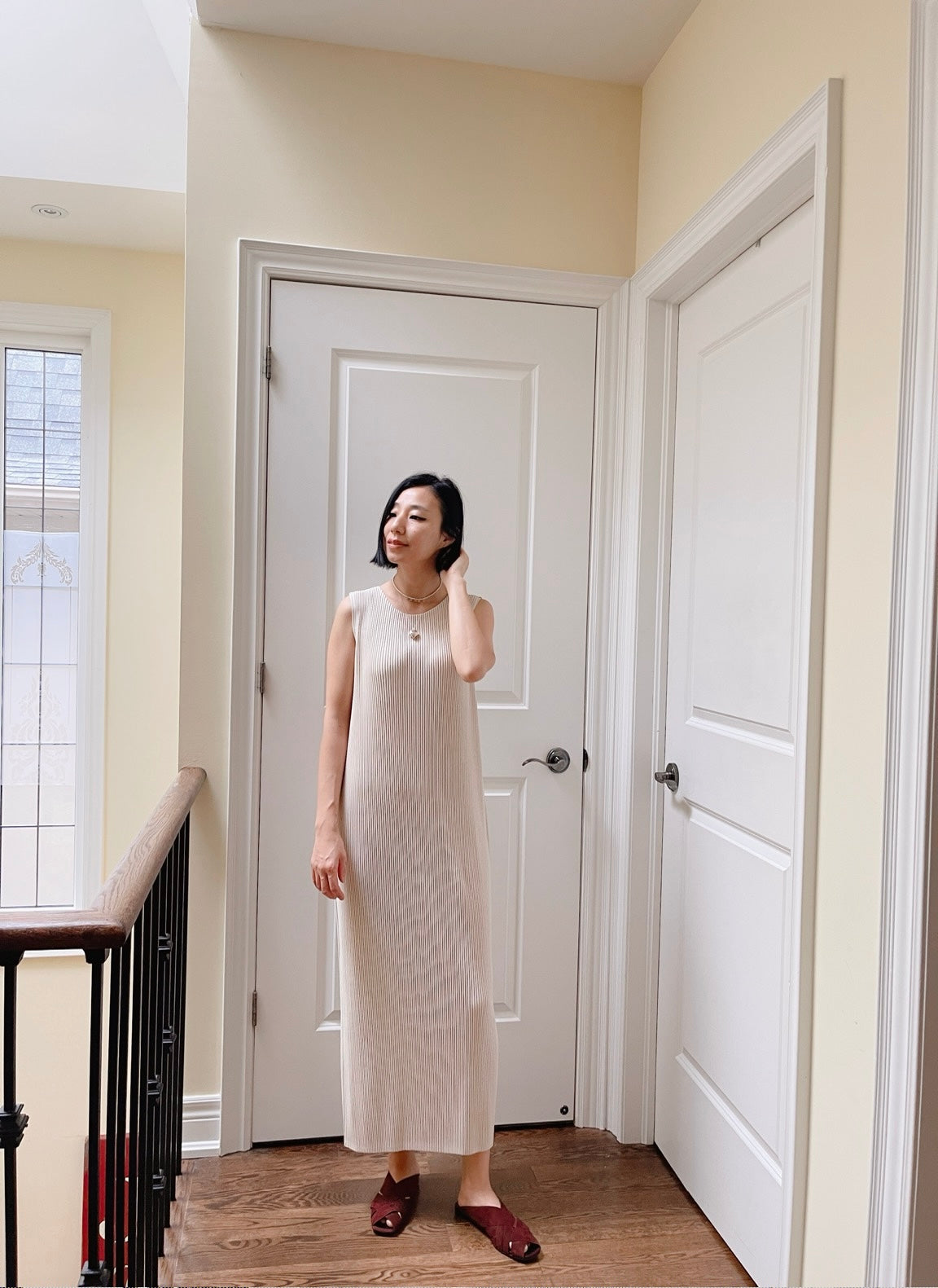 A-POC Pleats maxi dress( black, ivory)