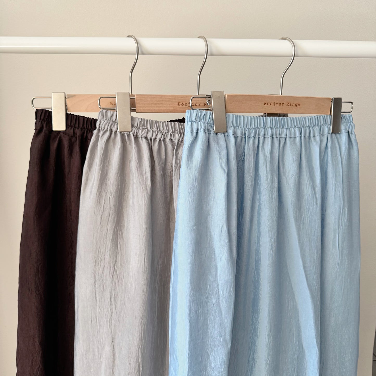 Glossy Banding Skirt (blue,brown,grey)