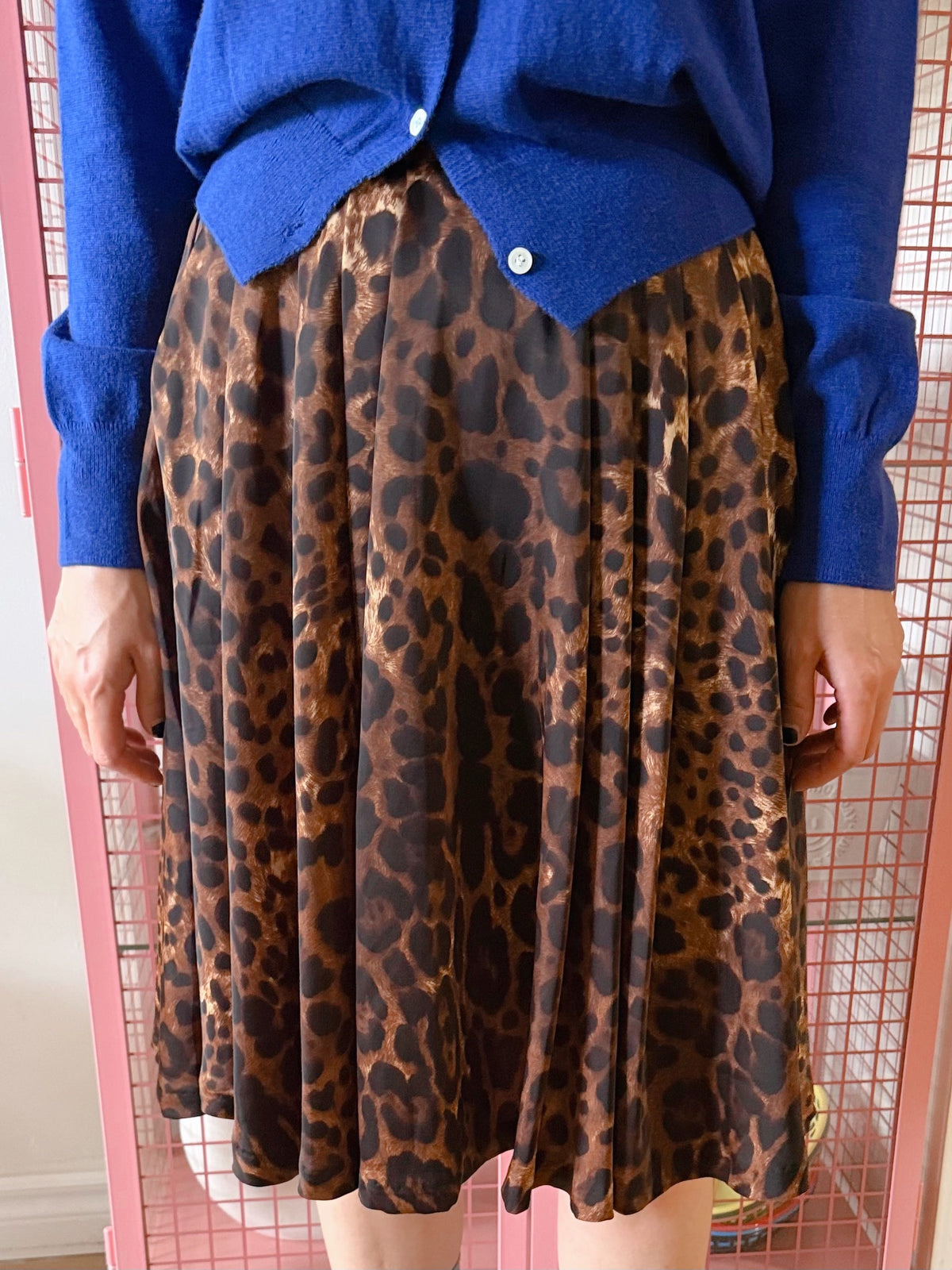 LEOPARD VOLUME PLEATED SKIRT