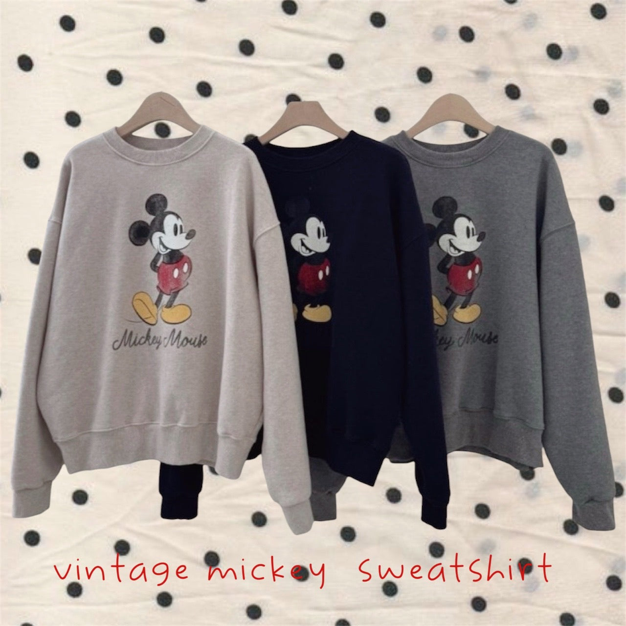 Vintage Micky Sweatshirt (Gray,Navy,beige)