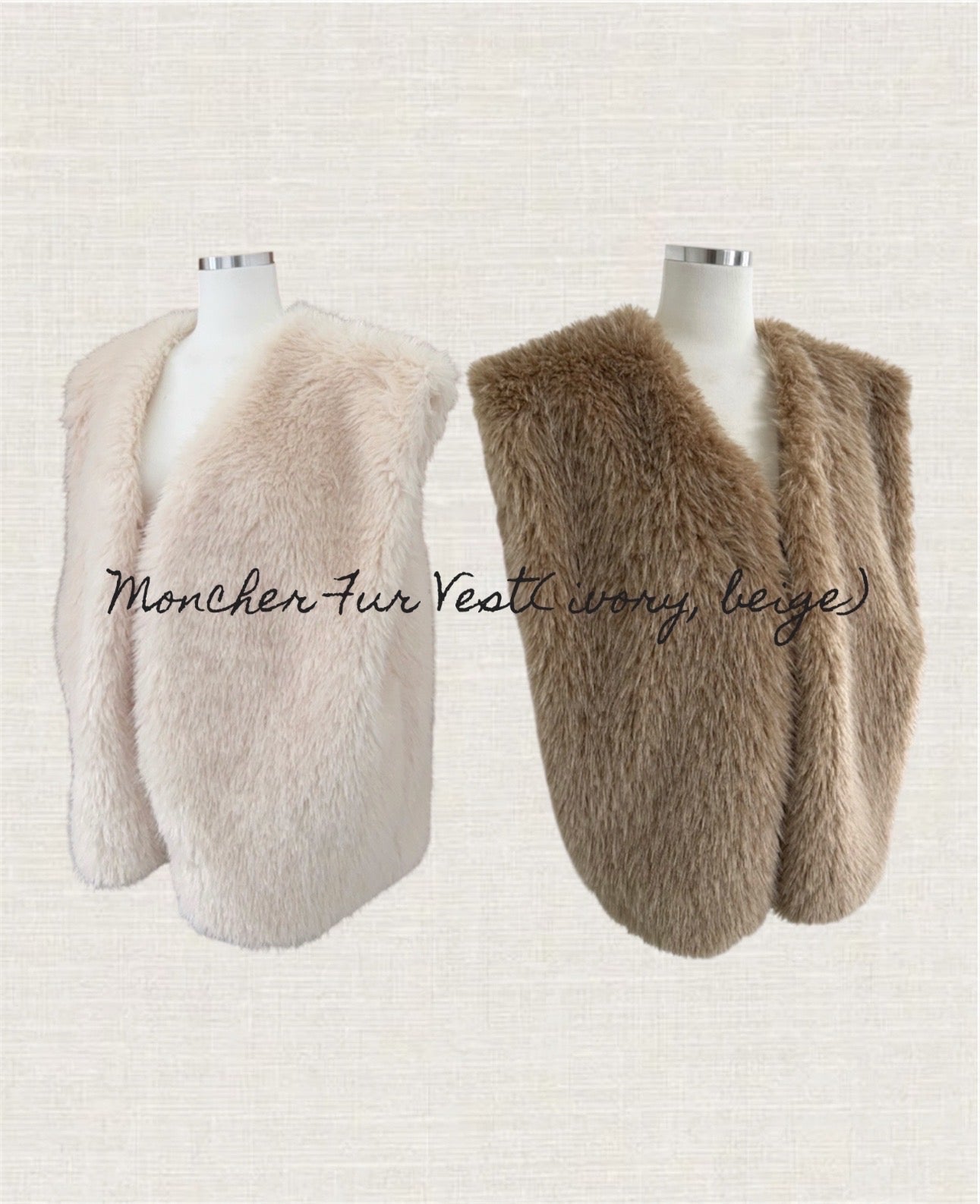 Moncher Fur Vest( ivory, beige)