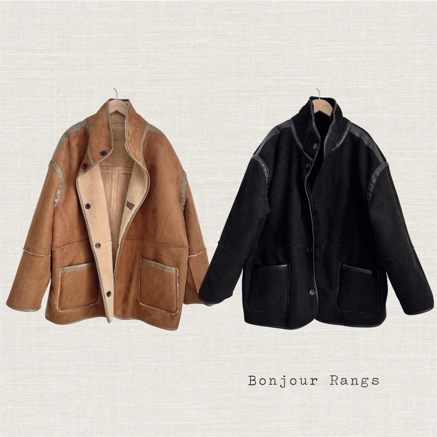 Reversible shearling jacket (brown, black)