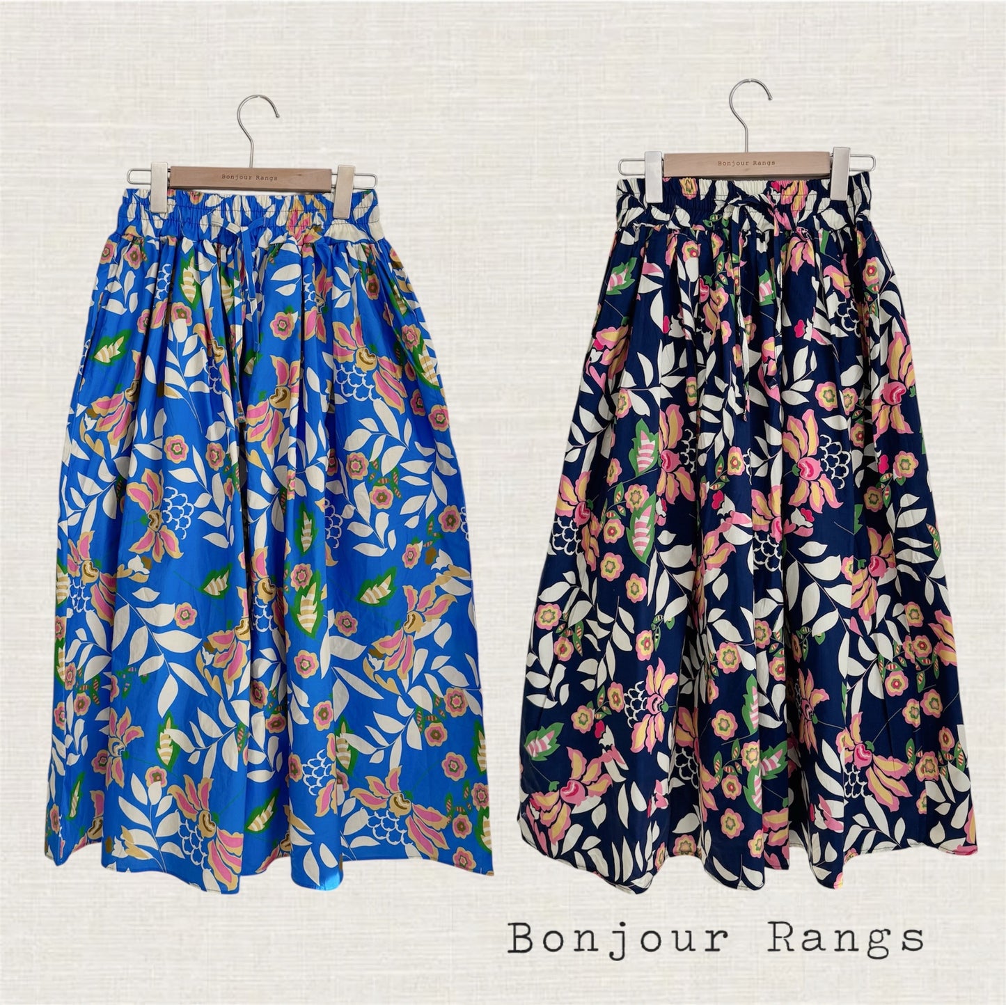 Flower banding skirt (blue, navy)