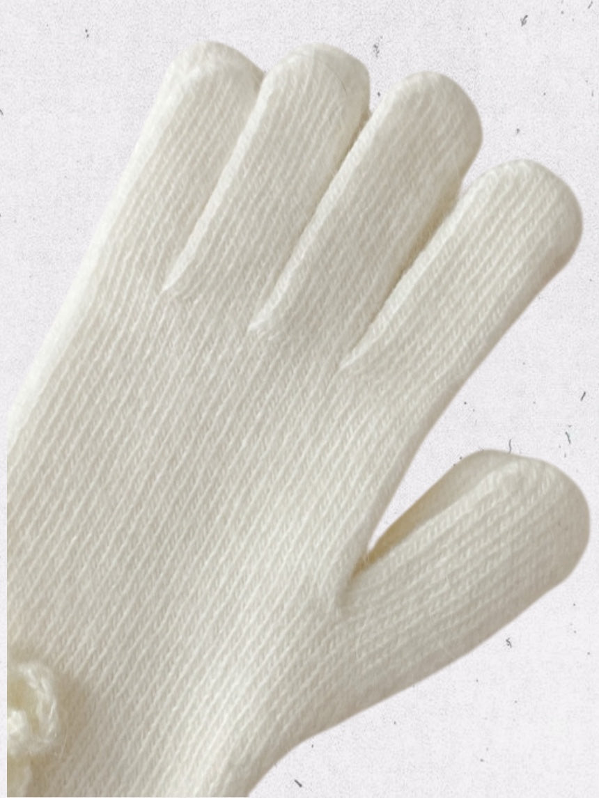 Flower Angora Gloves (white, gray, blue, beige, black)