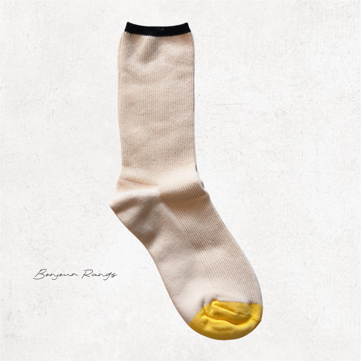 COLOR BLOCK RIBBED SOCK (Black,Ivory,Brown)