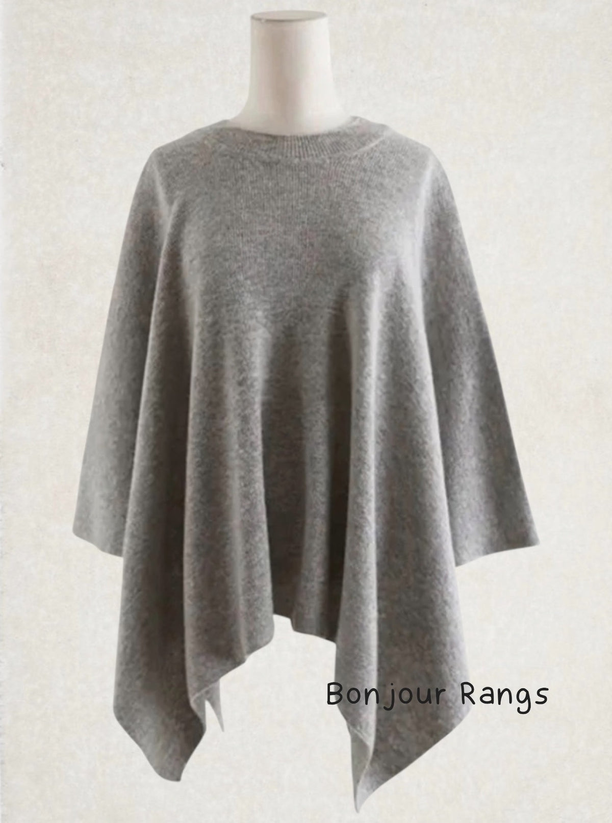 SUPER FINE WOOL PONCHO (Gray, Black)