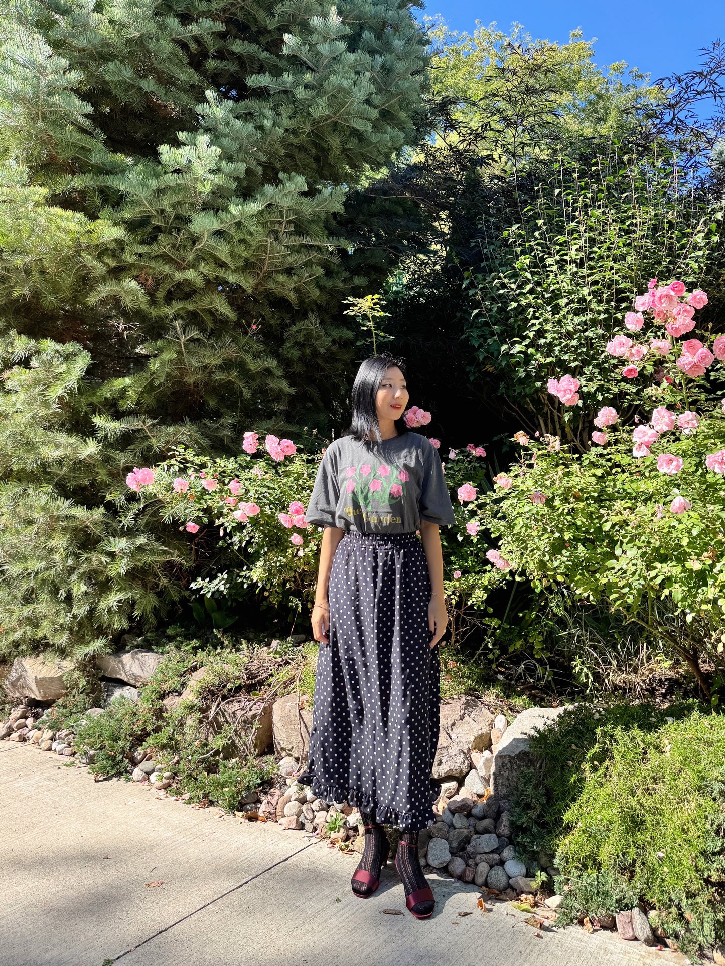 Dot frill skirt
