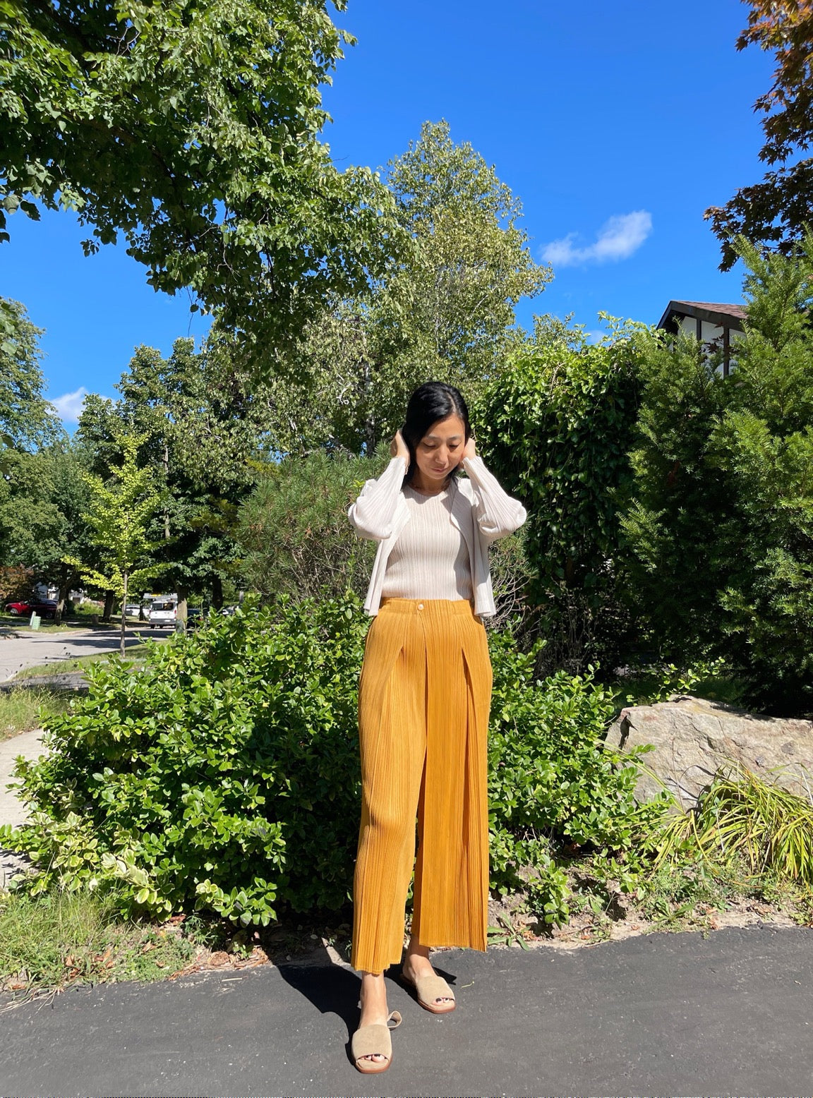 Button wrap pants (mustard, blue, ivory, black)