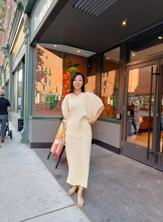 A-POC pleats skirt (pink,lemon)