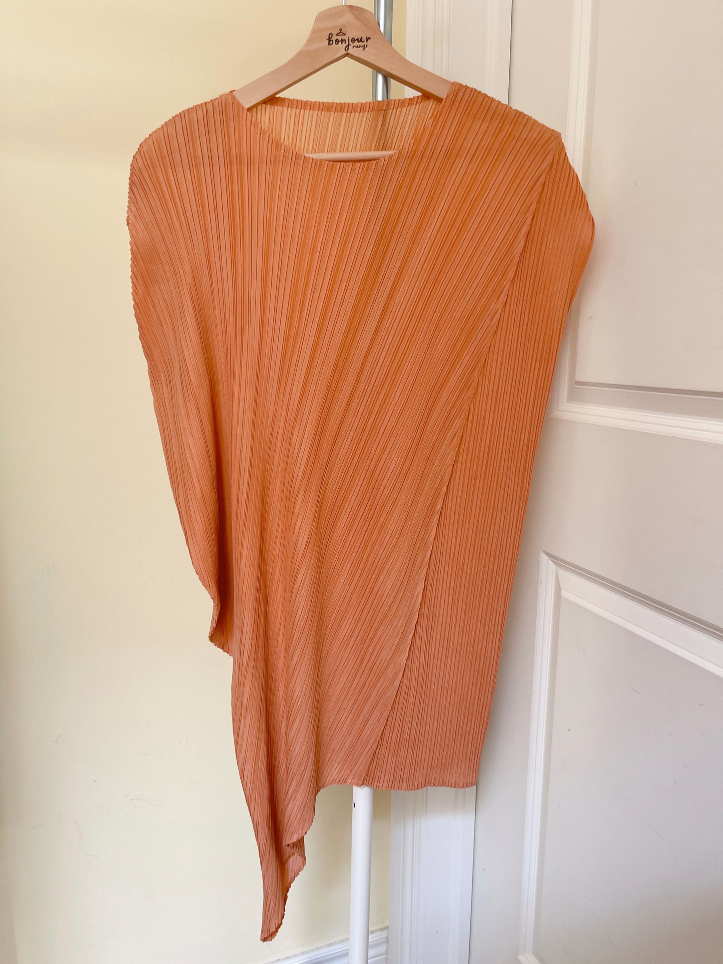 Unbalanced pleats Top(orange,pink)