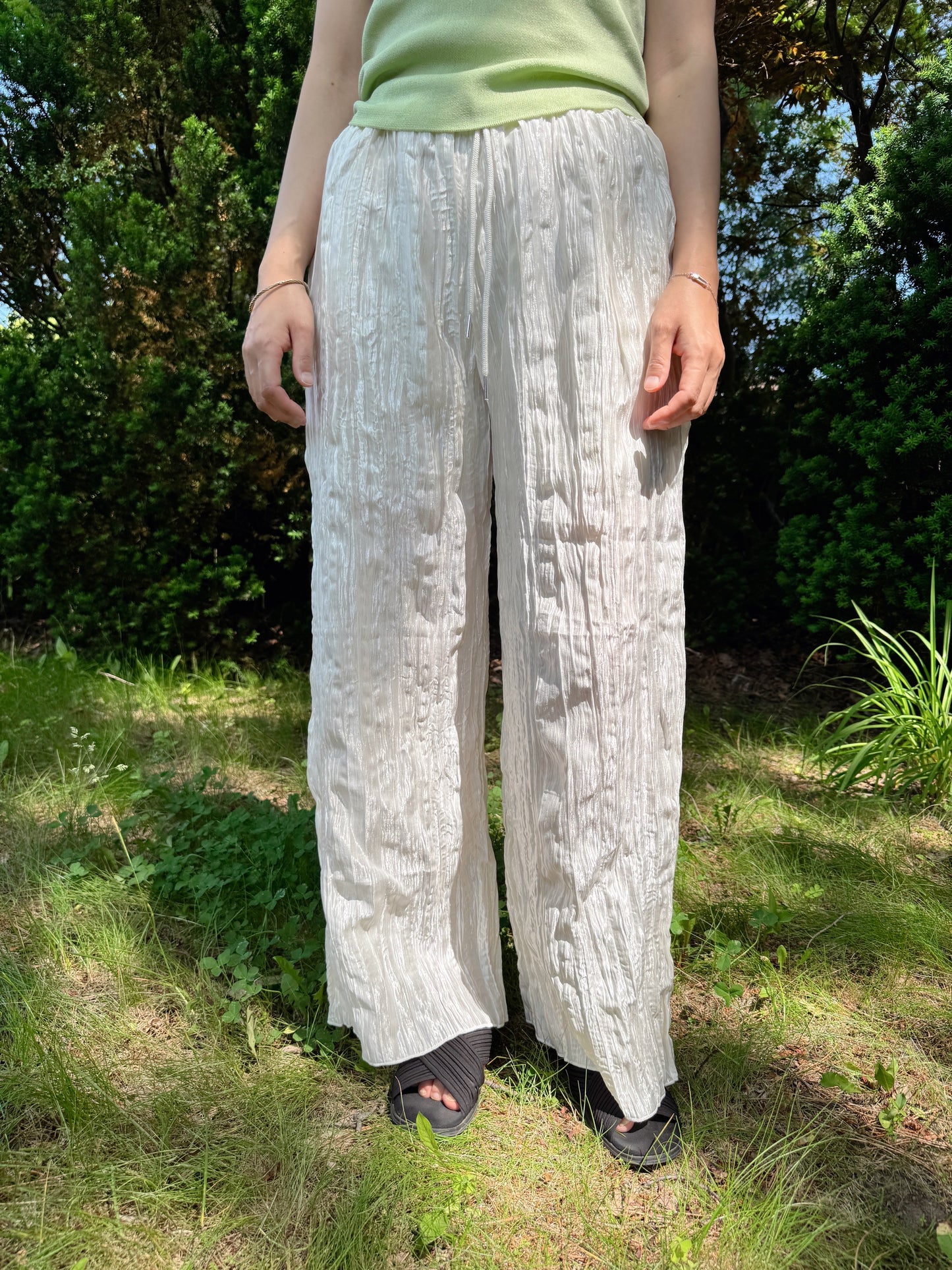 Wrinkle Pants (ivory, gray, black)