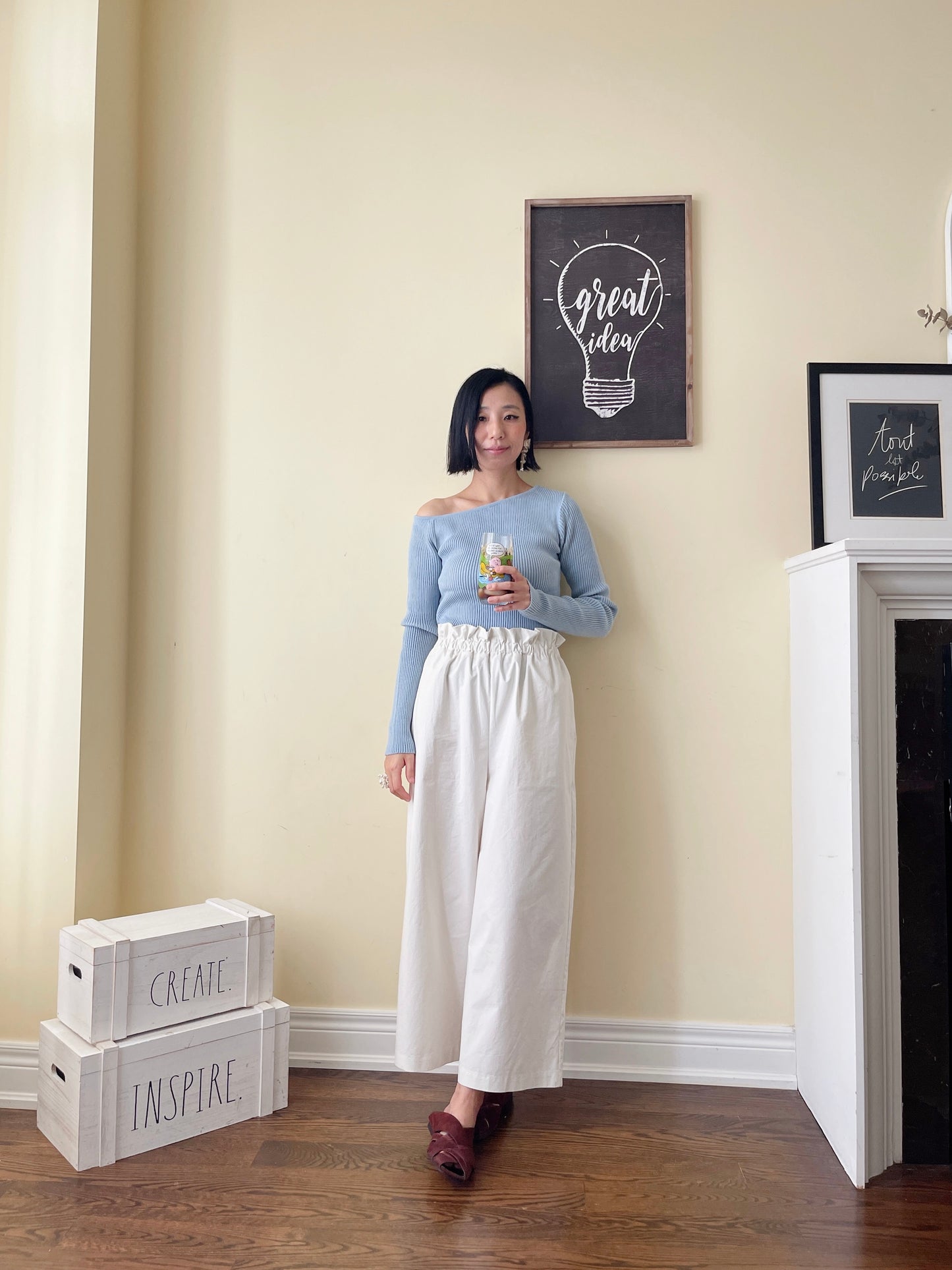 Off shoulder knit (ivory, yellow,sky blue, black)