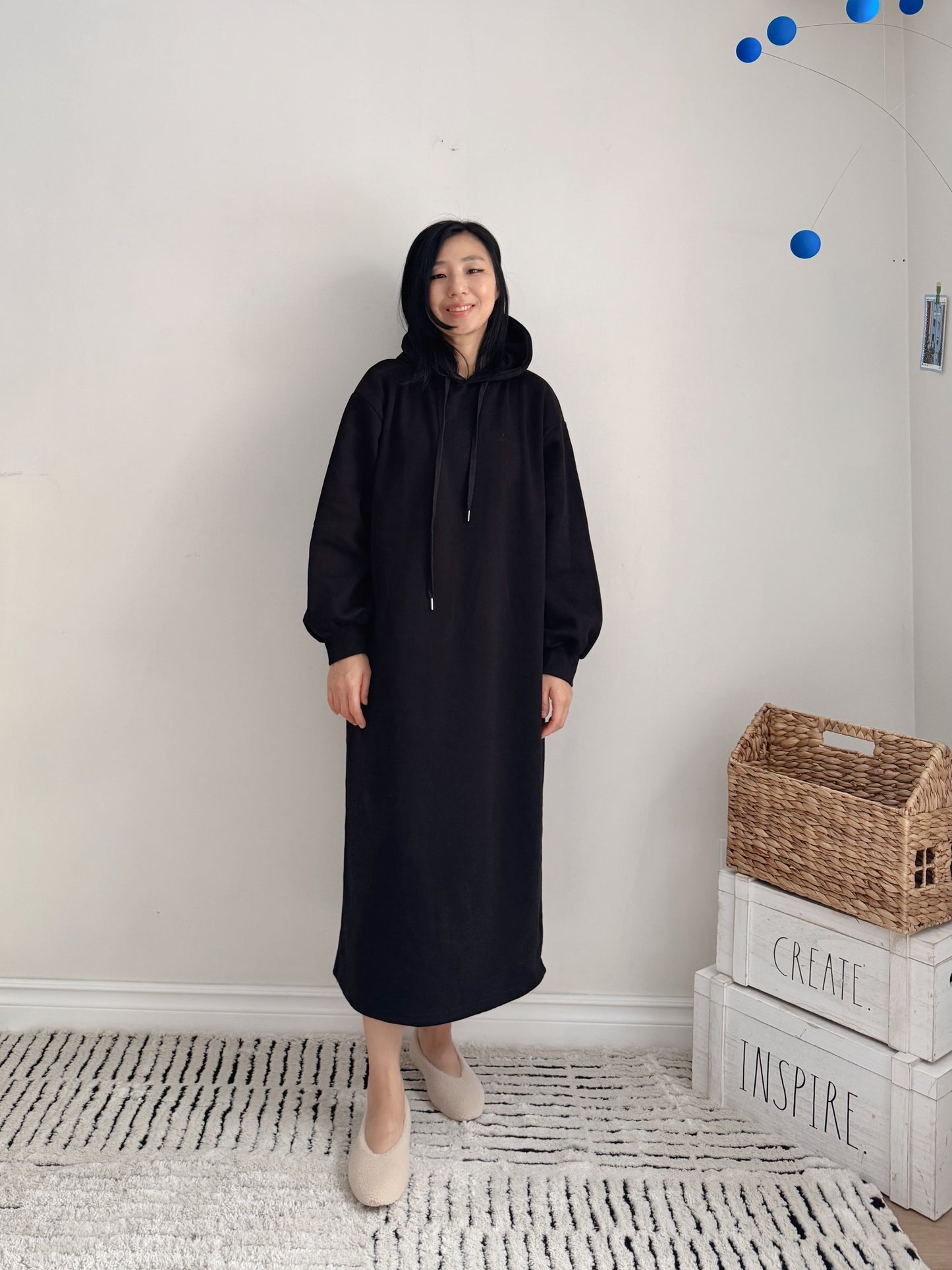 Hoodie long dress (gray,oatmeal, black)