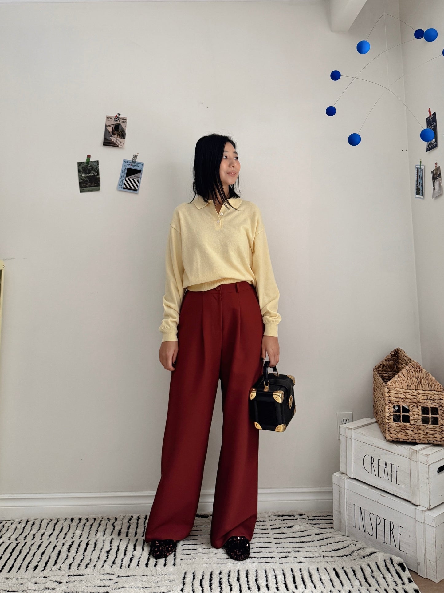 Italy collar knit (gray,yellow,pastel blue,blue)