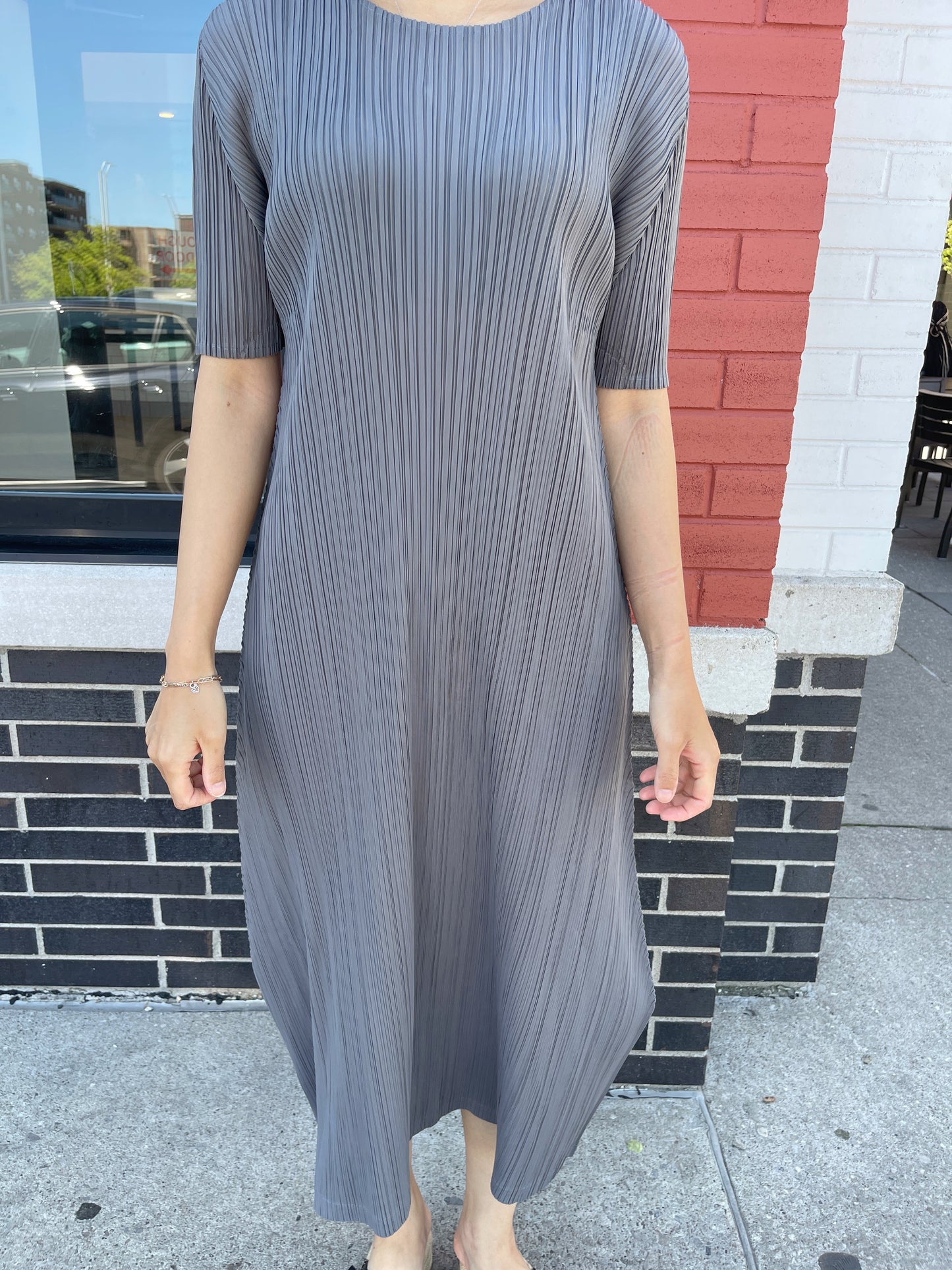 Edge long dress (Gray)