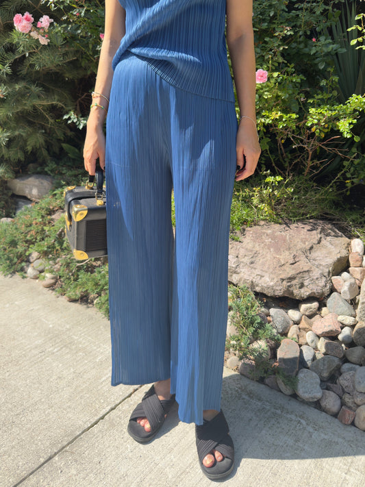 Pleated Double Wrap Pants (lemon,blue)