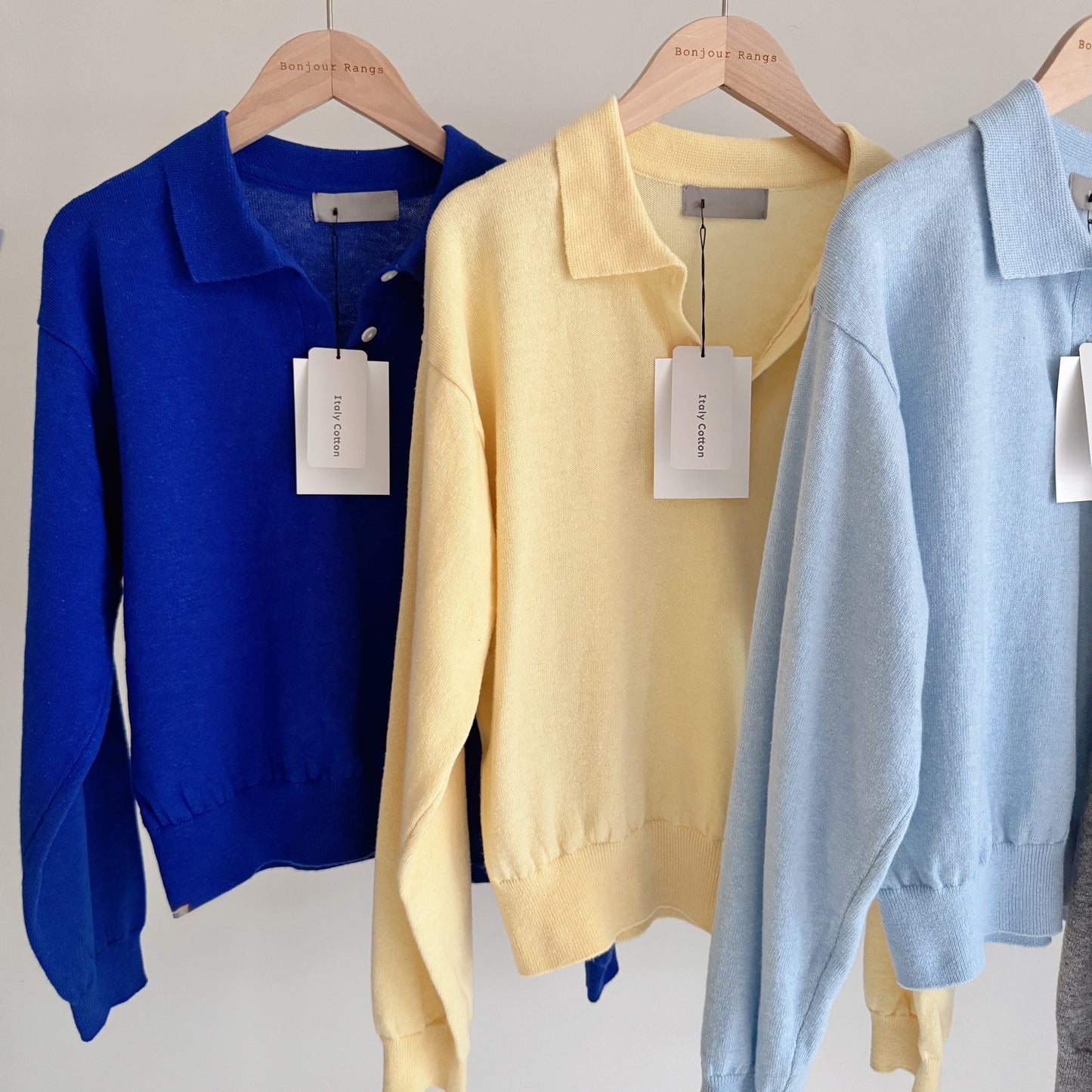 Italy collar knit (gray,yellow,pastel blue,blue)