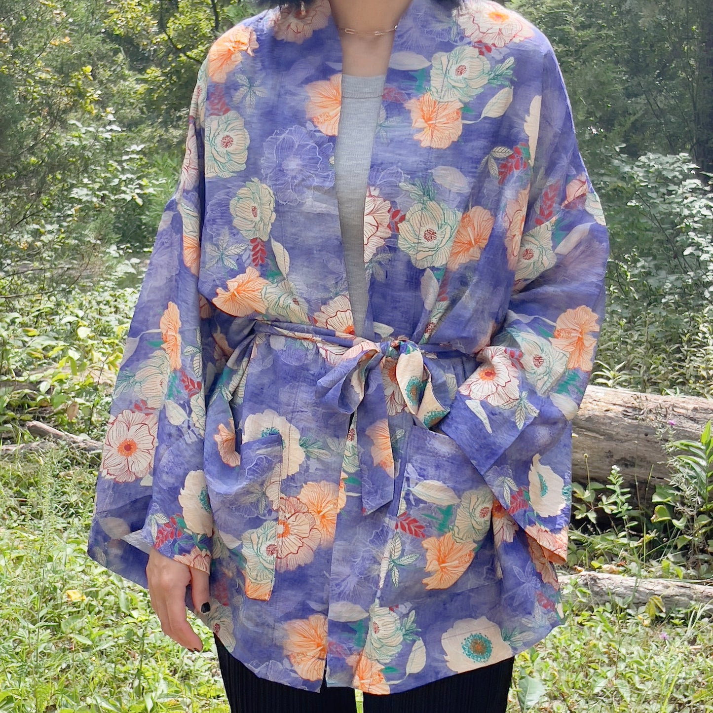 Printed Robe( purple, green)