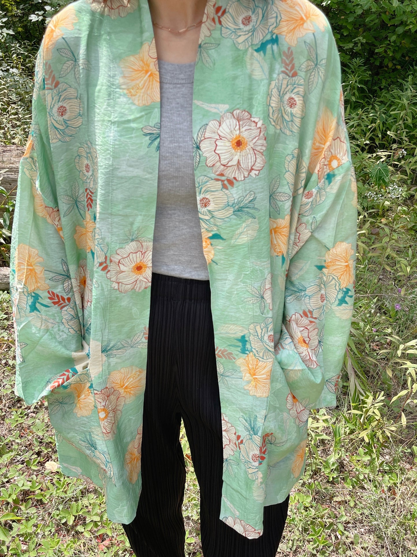 Printed Robe( purple, green)