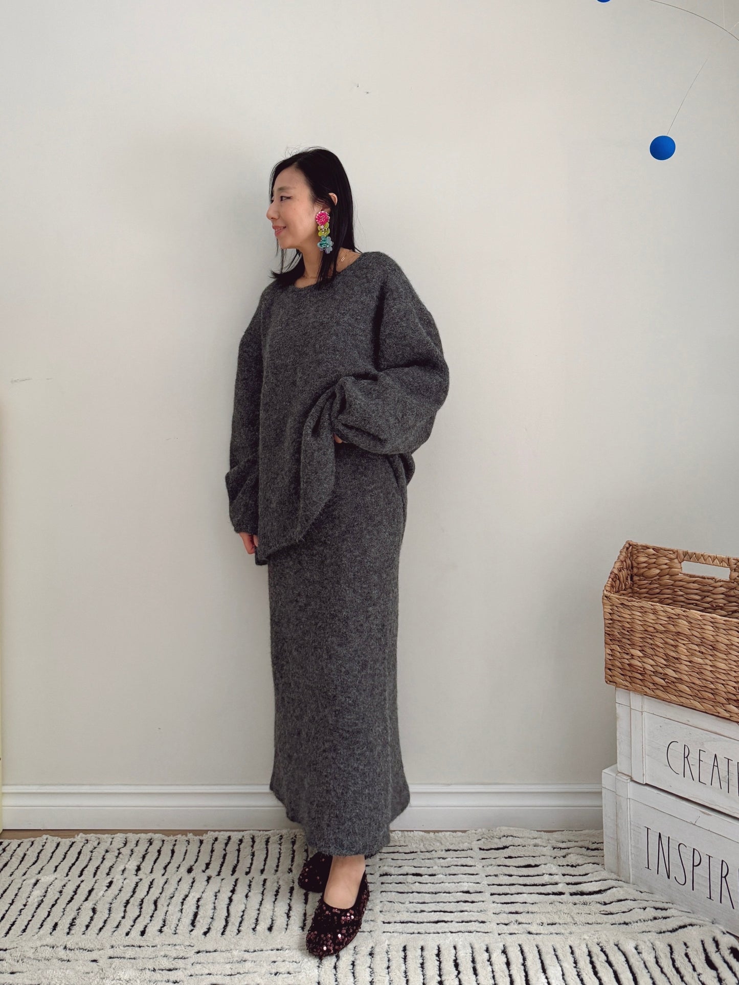 Button Knit Two Piece Sets(brown, grey)