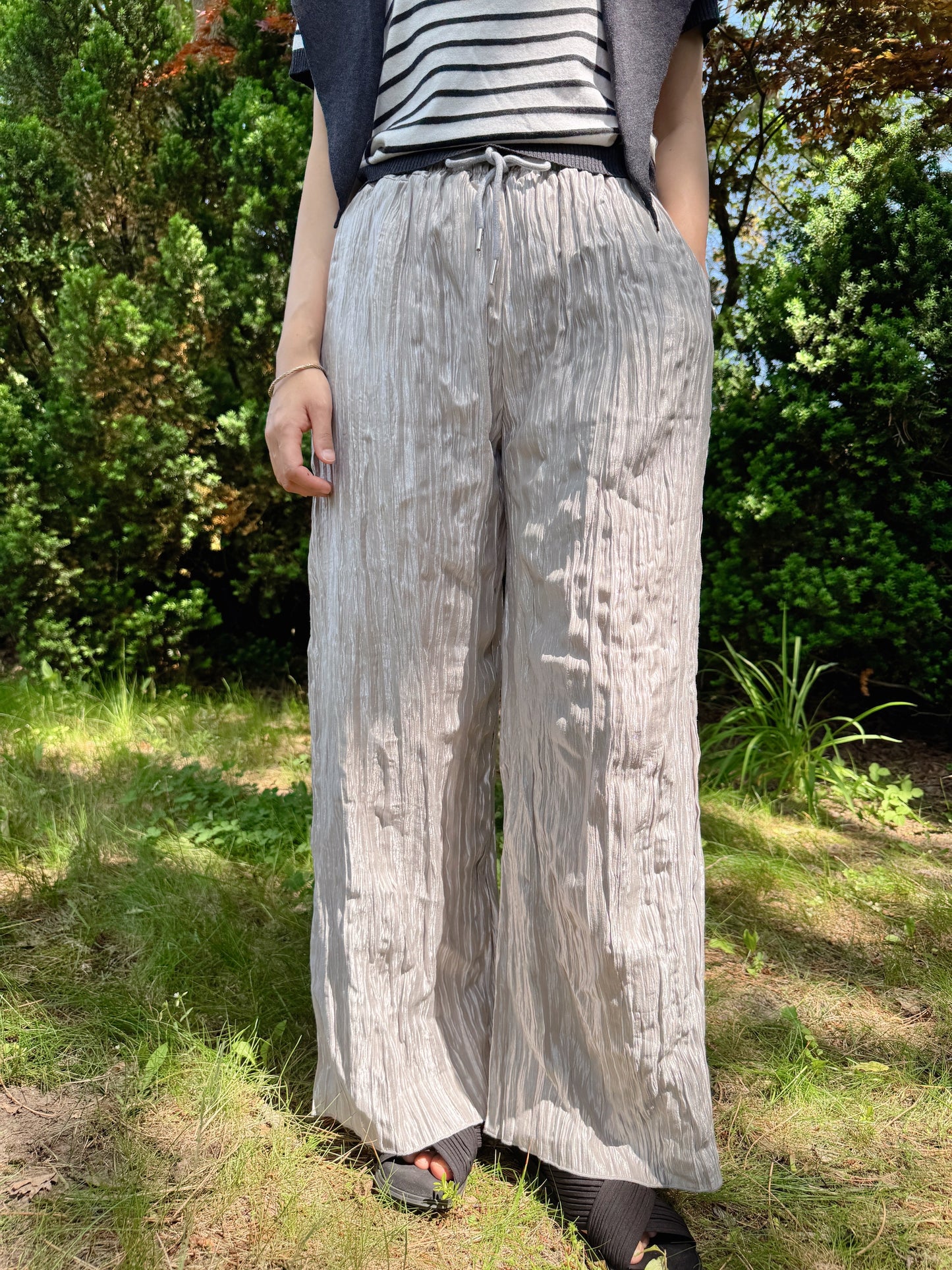 Wrinkle Pants (ivory, gray, black)