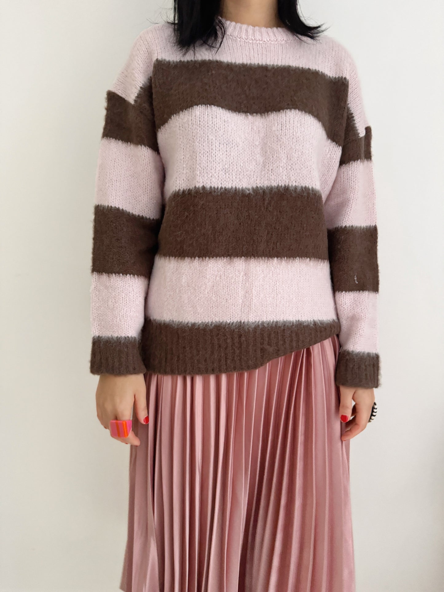 Striped knit (pink,gray)
