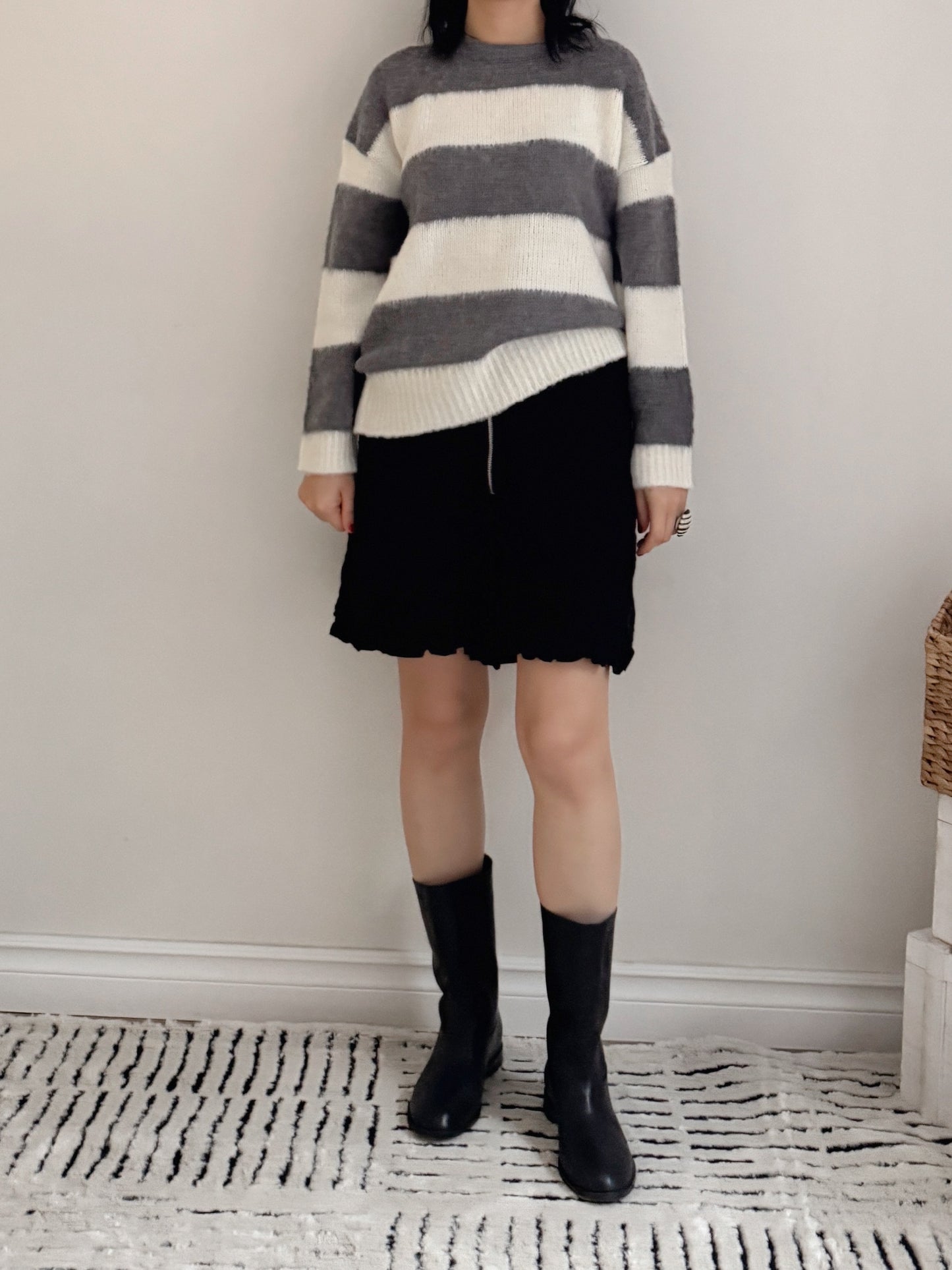 Striped knit (pink,gray)