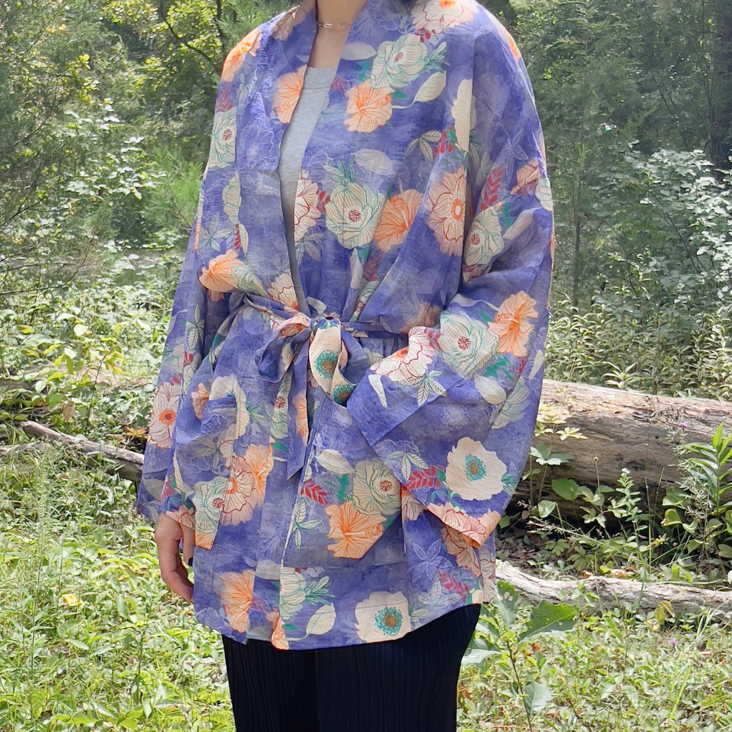 Printed Robe( purple, green)