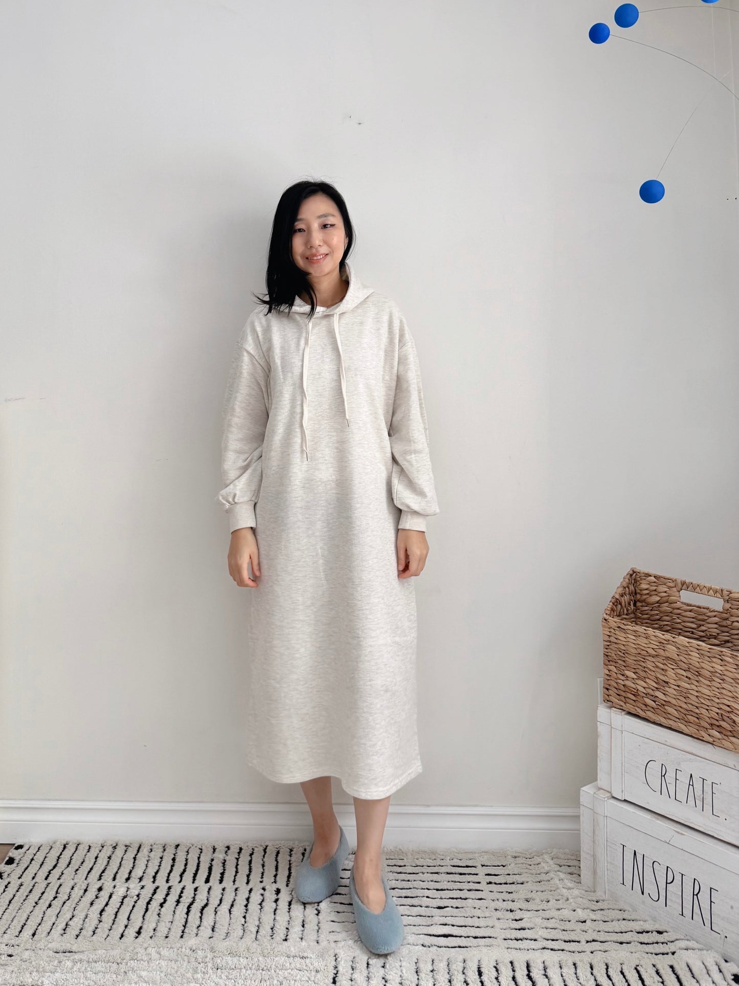 Hoodie long dress (gray,oatmeal, black)