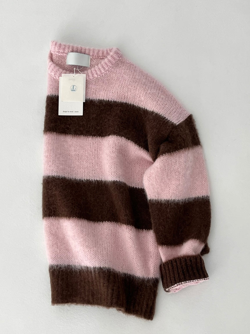 Striped knit (pink,gray)