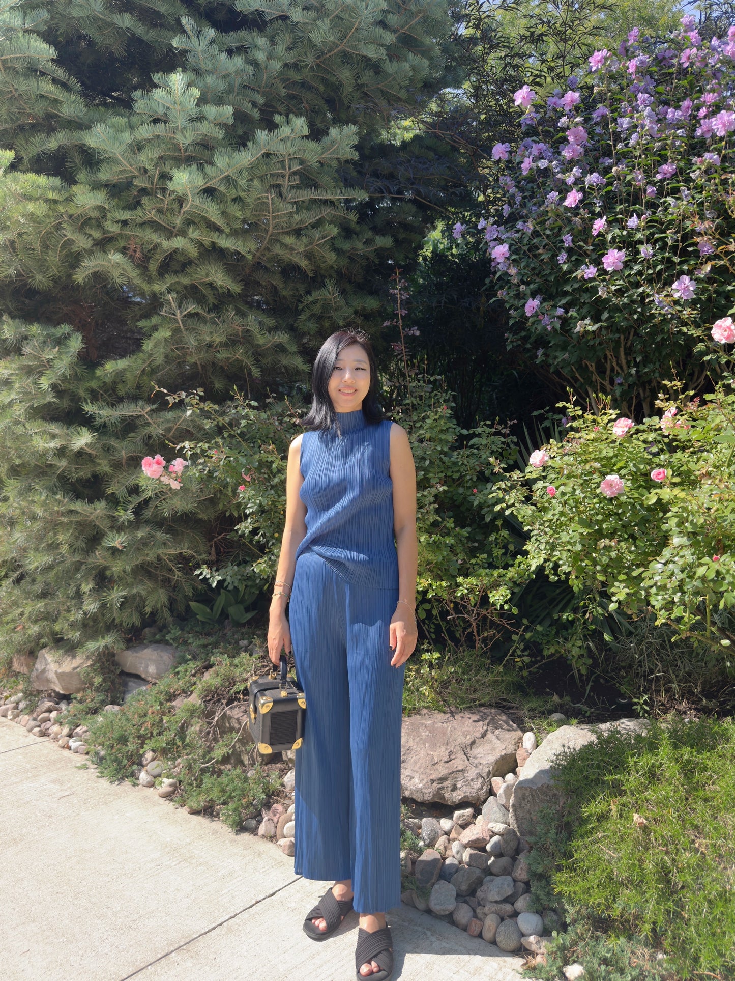 Pleated Double Wrap Pants (lemon,blue)